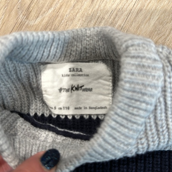 ZARA 100% cotton boy striped sweater with baseball image - Picture 4 of 4